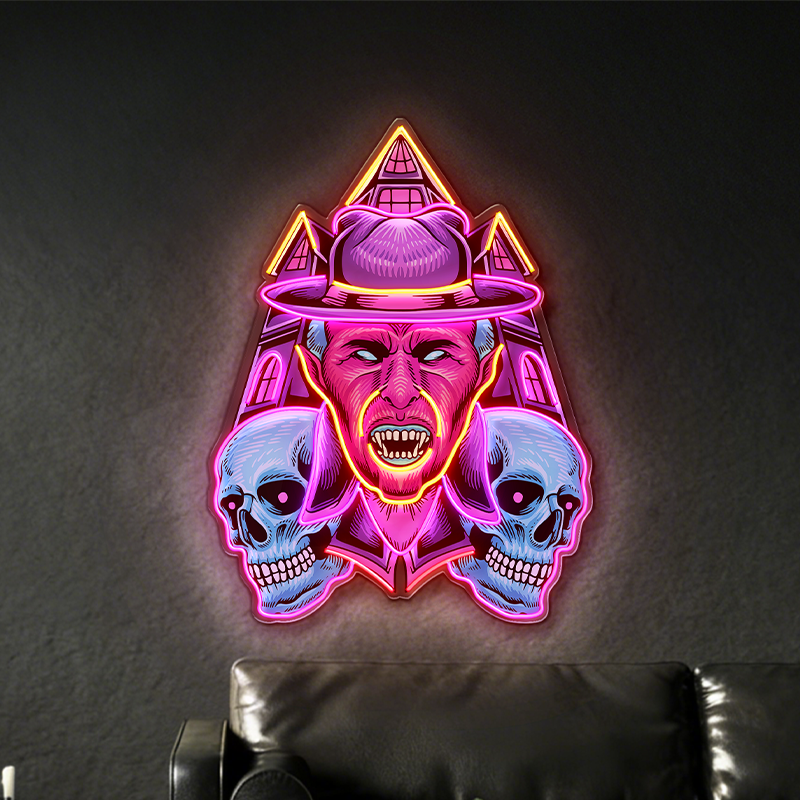 A Nightmare on Elm Street Freddy's Skull LED Neon Decoration - Image 2