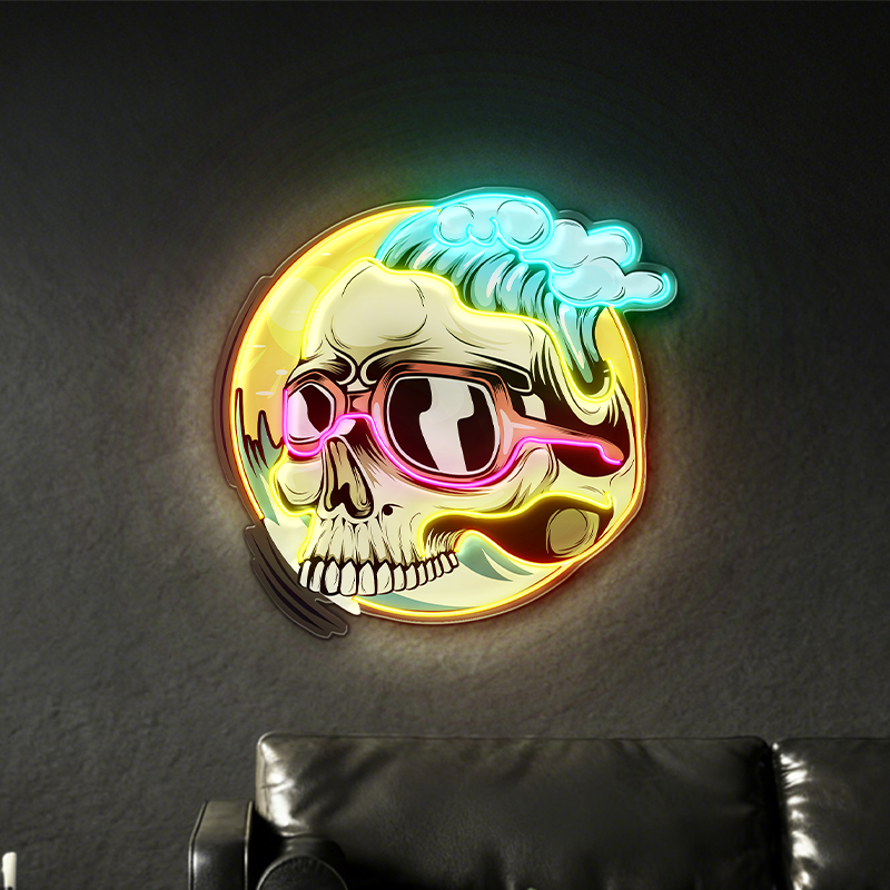 Surfing Skull LED Neon Decoration - Image 2