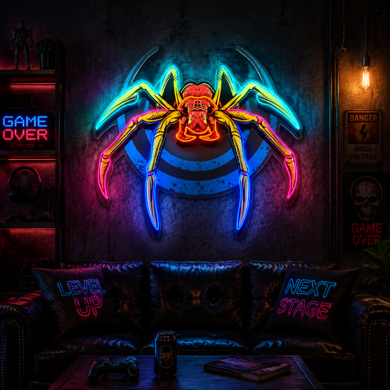 Cyberpunk-style spider LED neon light decoration