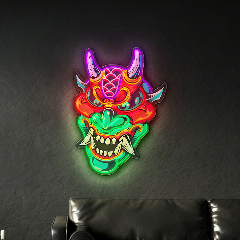 Japanese-style Hannya demon mask LED neon light decoration