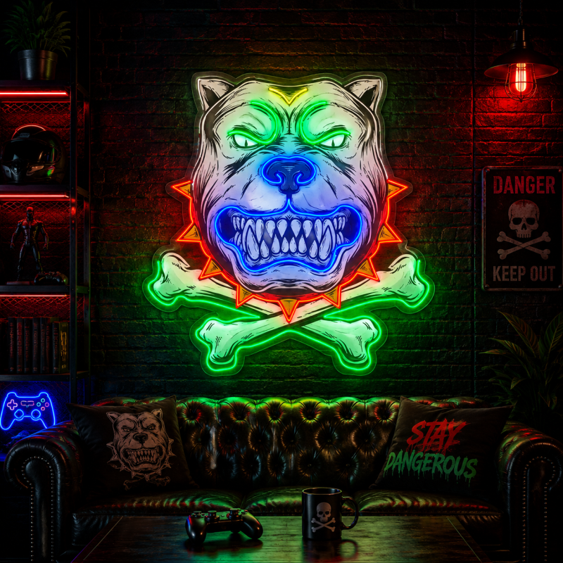 Bully and Crossbones LED Neon Decoration