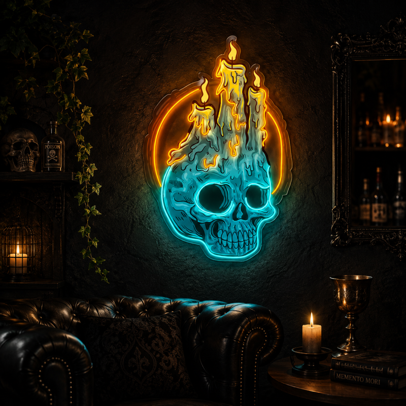 Candle Skull LED Neon Light Decoration