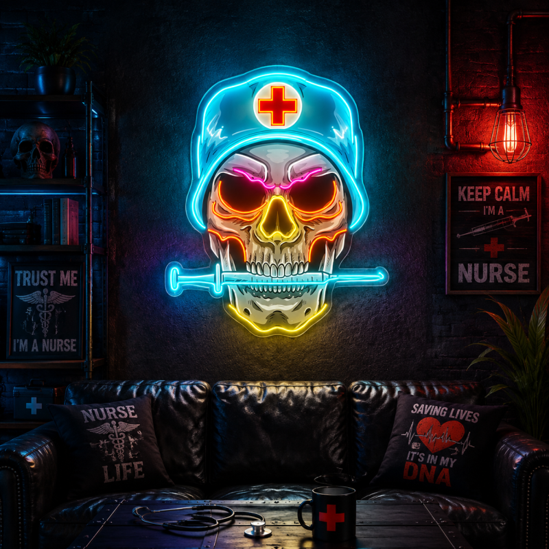 Medical staff themed skull LED neon light decoration