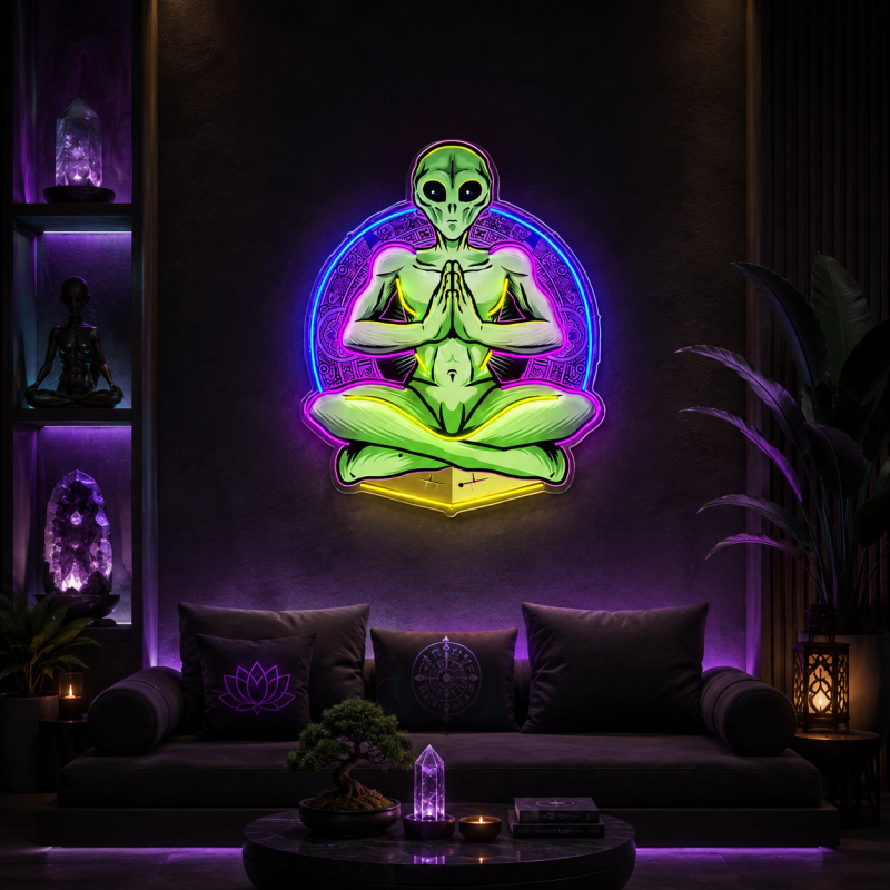 Zen-inspired alien LED neon light decoration