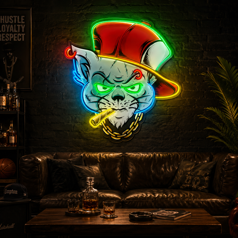 Hip Hop Gangster Cat LED Neon Light Decoration