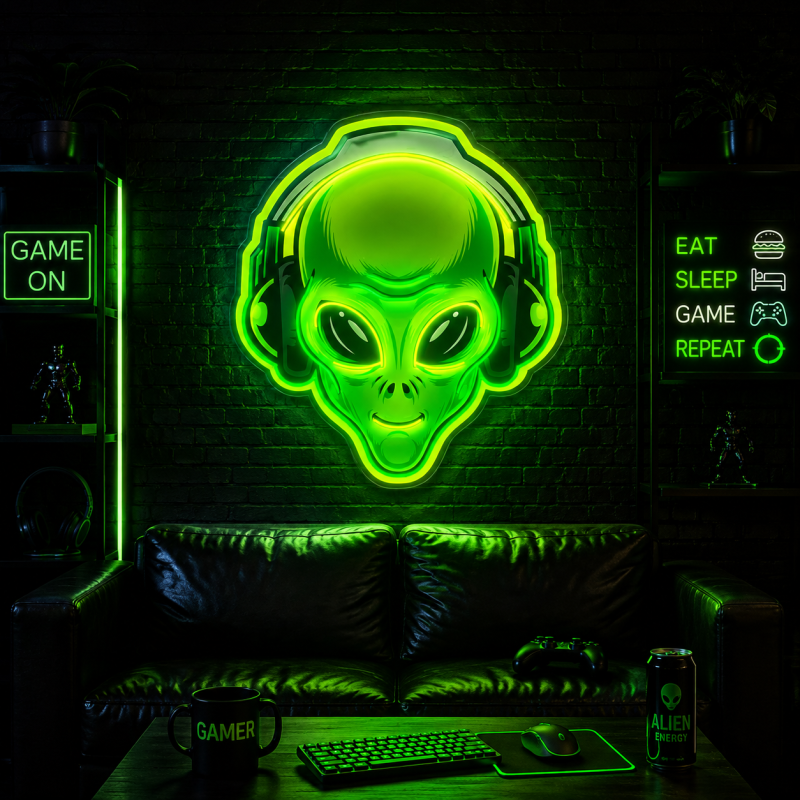 Cyberpunk DJ Alien LED Neon Light Decoration