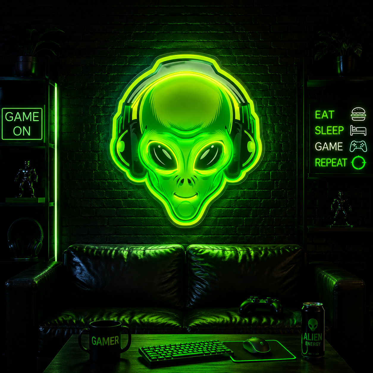 Cyberpunk DJ Alien LED Neon Light Decoration