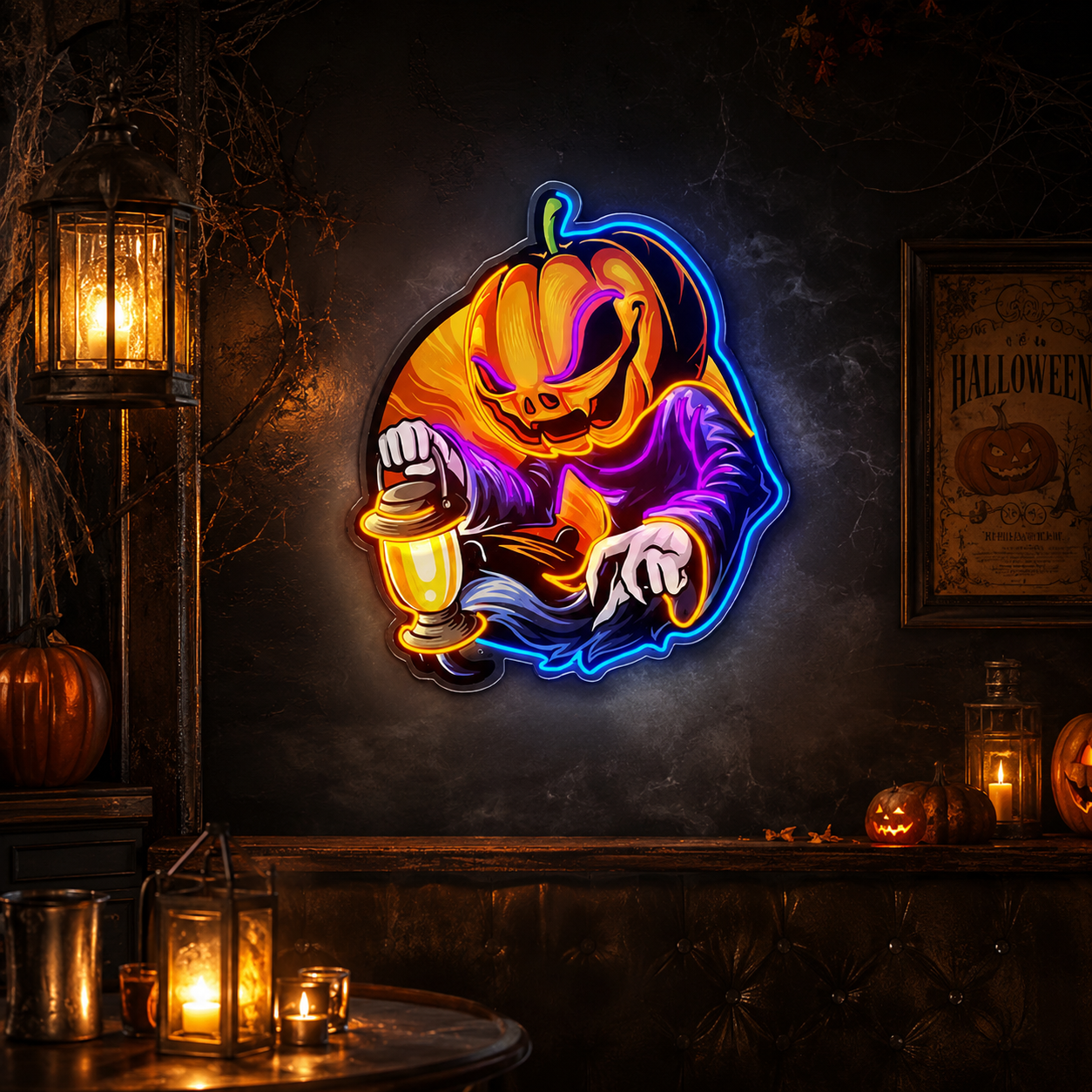 Pumpkin-head lantern man LED neon light decoration