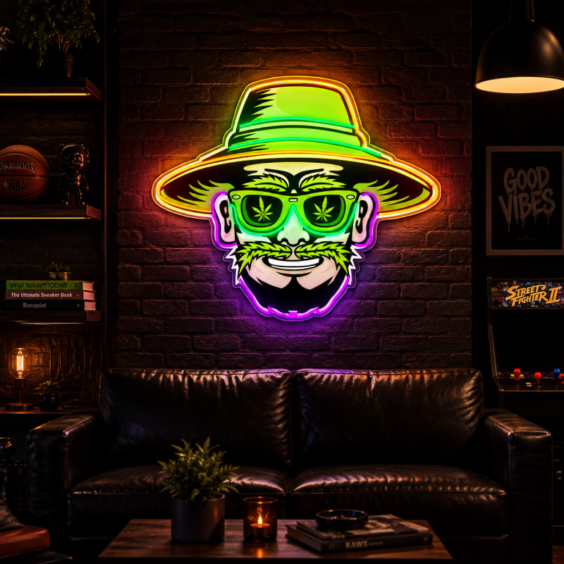 Hemp Leaf Style Farmer LED Neon Light Decoration