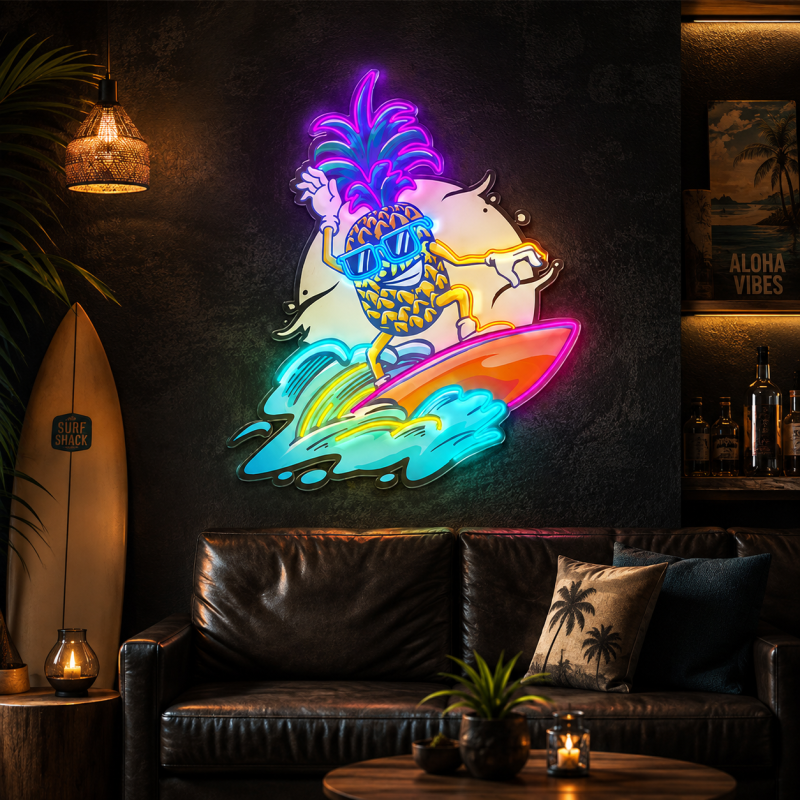 Surfing Pineapple LED Neon Light Decoration