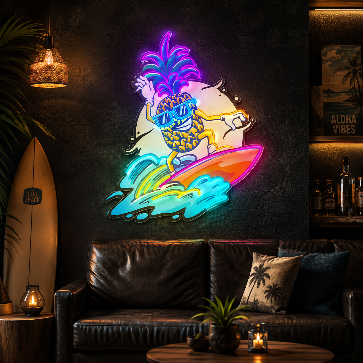 Surfing Pineapple LED Neon Light Decoration
