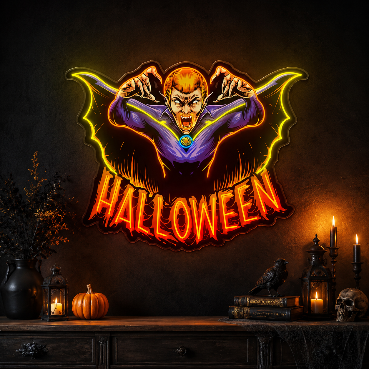 Halloween Vampire Themed LED Neon Light Decorations