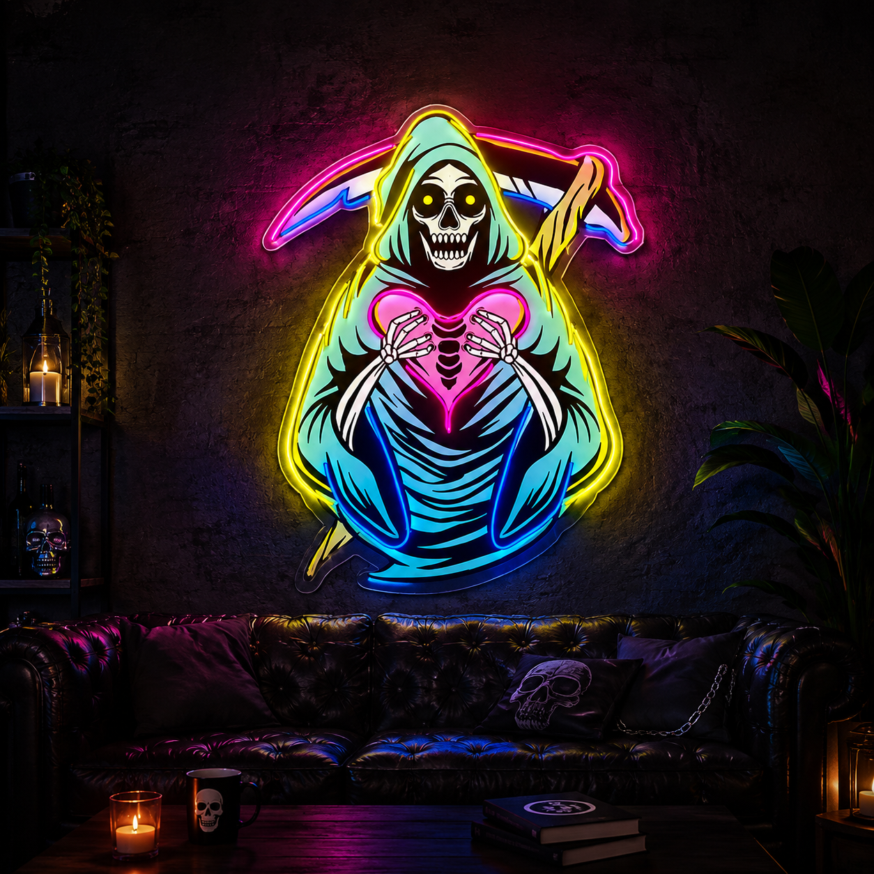 Heart-shaped Death LED Neon Light Decoration