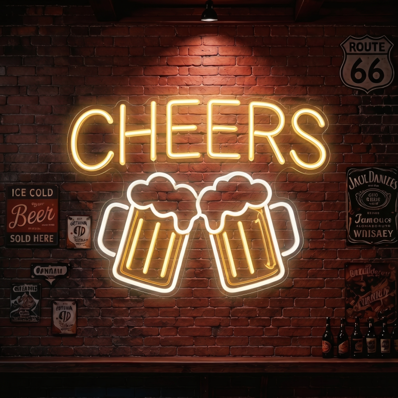 CHEERS Beer Mugs LED Neon Sign Wall Decor