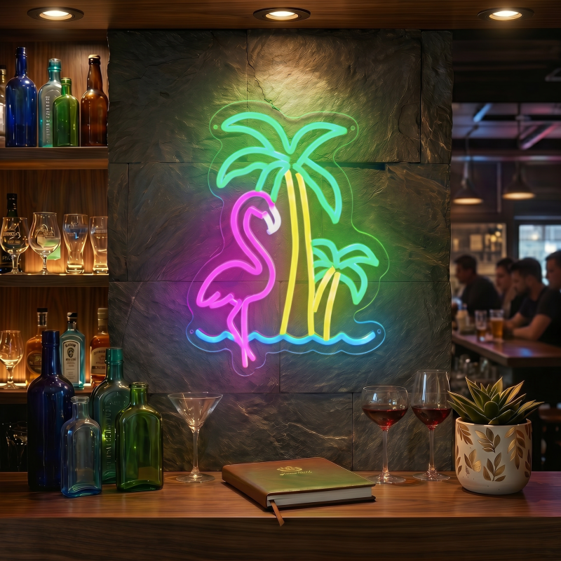 Flamingo Palm Tree LED Neon Sign Wall Decor