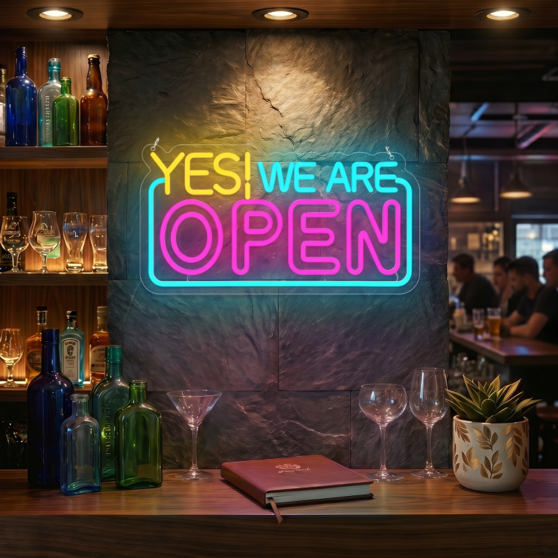 YES! WE ARE OPEN LED Neon Sign Wall Decor