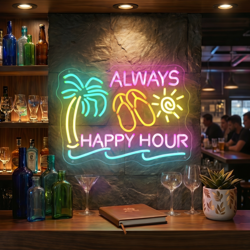 ALWAYS HAPPY HOUR LED Neon Sign Wall Decor