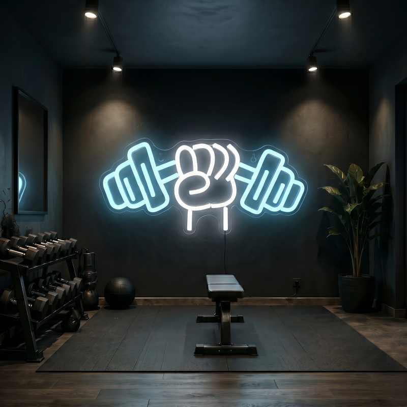 Barbell Hand LED Neon Sign