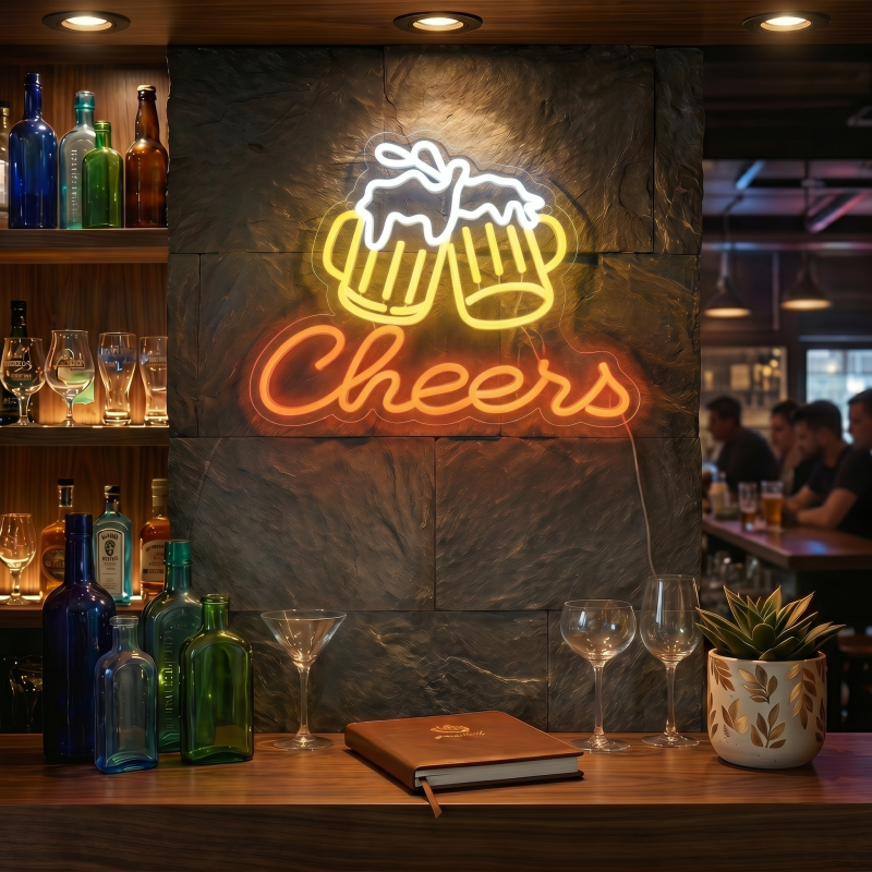Cheers Beer Mugs LED Neon Sign Wall Decor