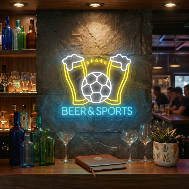 BEER & SPORTS LED Neon Sign Wall Decor