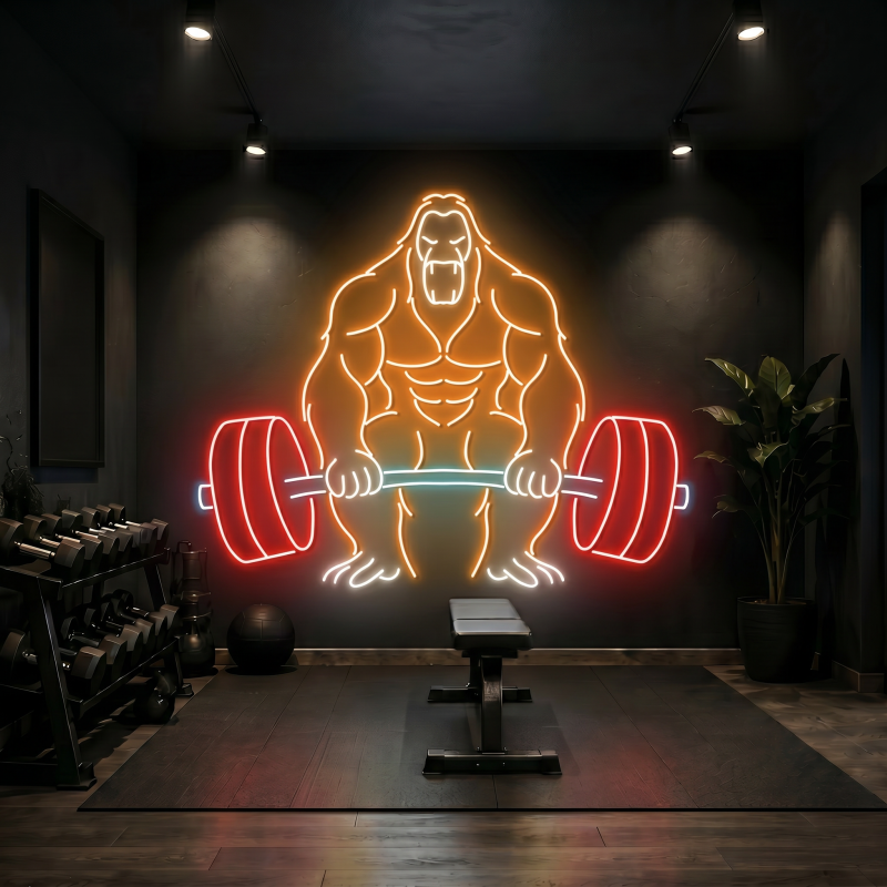 Gorilla Weightlifter LED Neon Sign