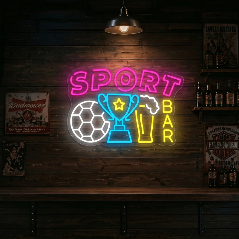 SPORT BAR Soccer Trophy Beer LED Neon Sign Wall Decor