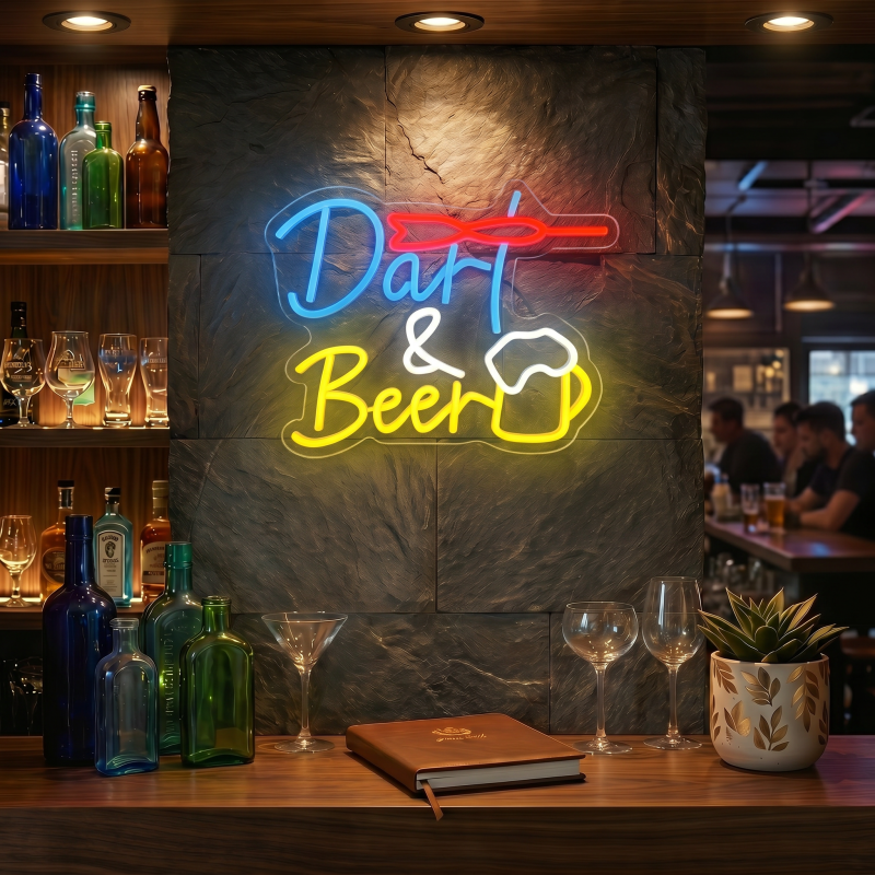 Dart & Beer LED Neon Sign Wall Decor