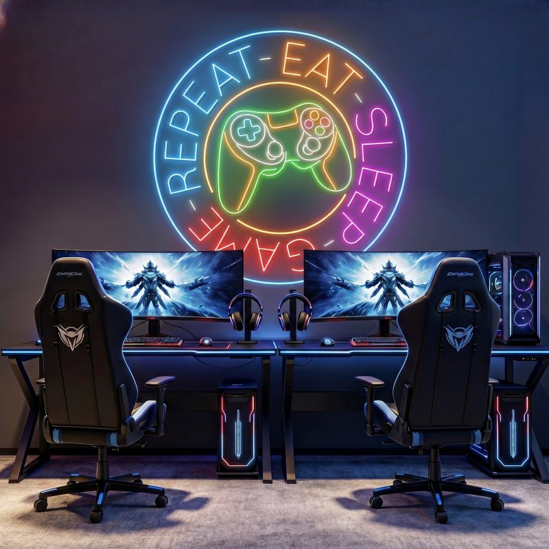 EAT SLEEP GAME REPEAT LED Neon Sign