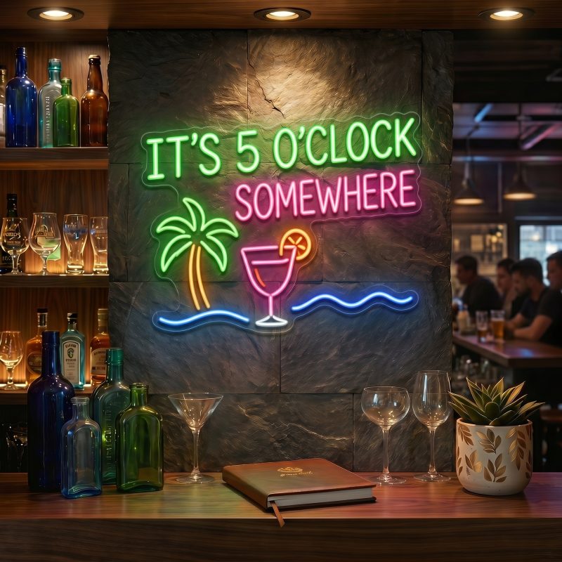 It's 5 O'Clock Somewhere LED Neon Sign Wall Decor