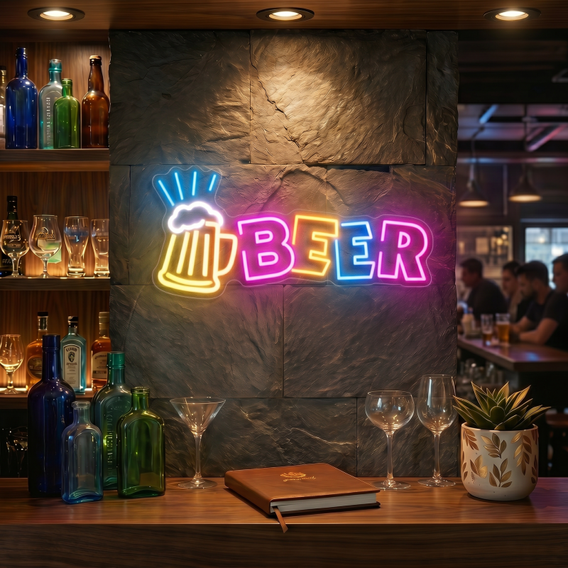 Colorful BEER Mug LED Neon Sign Wall Decor