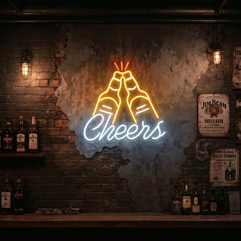 Cheers Beer Bottles LED Neon Sign Wall Decor