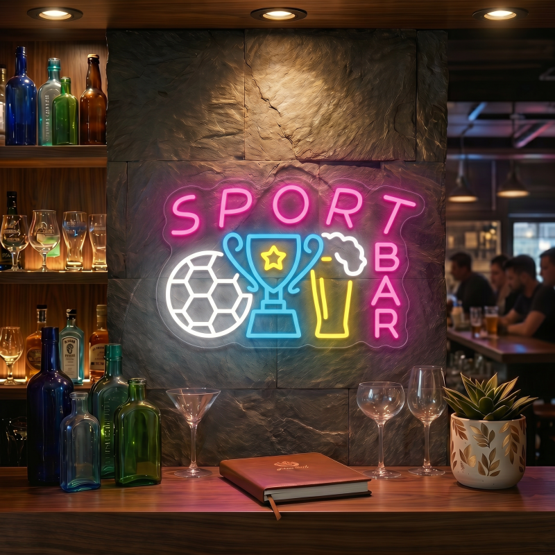 SPORT BAR Soccer Trophy Beer LED Neon Sign Wall Decor