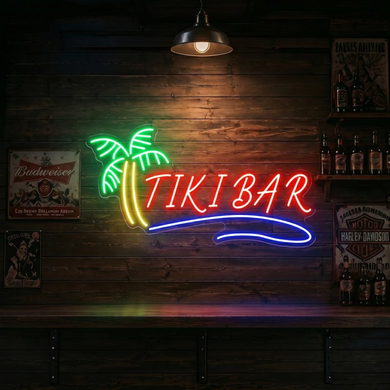 TIKI BAR Palm Tree LED Neon Sign Wall Decor