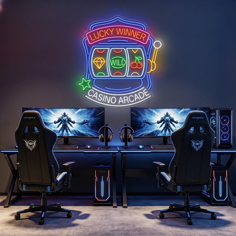 LUCKY WINNER CASINO ARCADE LED Neon Sign