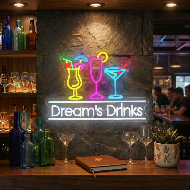 Custom Dream's Drinks Cocktail LED Neon Sign Wall Decor