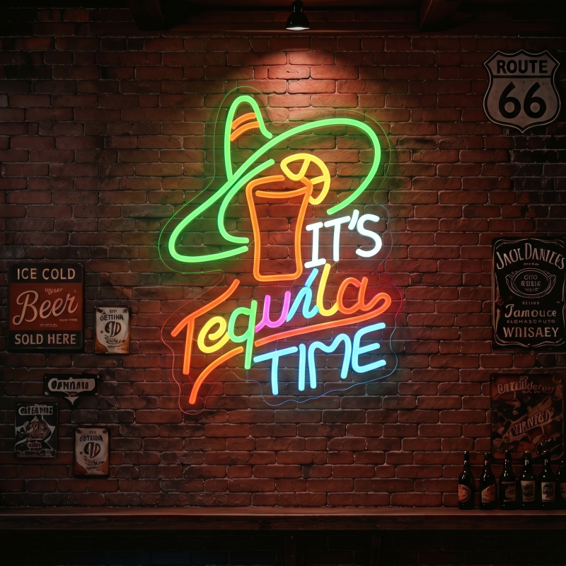 It's Tequila Time Sombrero LED Neon Sign Wall Decor