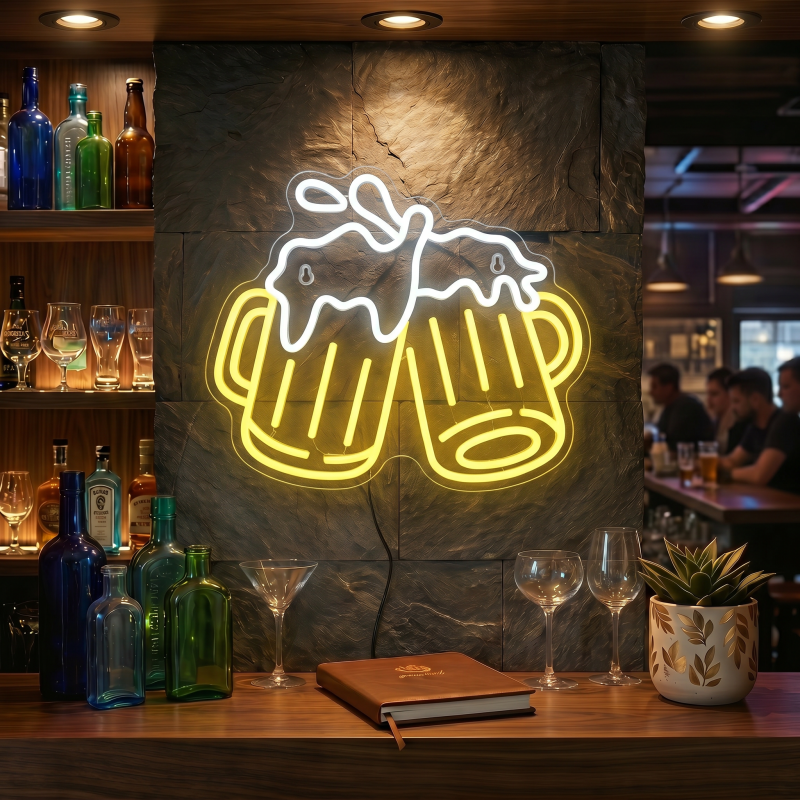 Beer Mugs Cheers LED Neon Sign Wall Decor