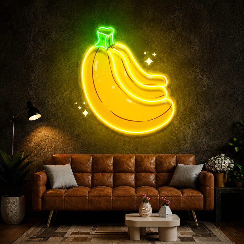 Banana LED Neon Sign – Tropical Fruit Wall Decor for Kitchens & Juice Bars