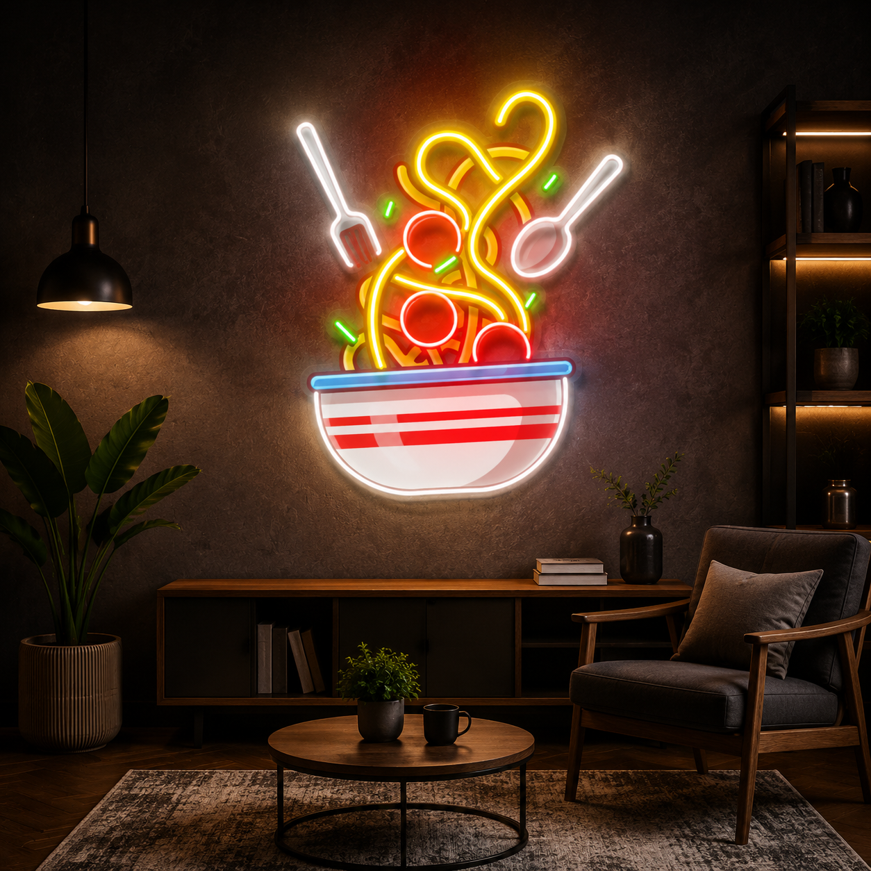 Noodle Bowl LED Neon Sign – Colorful Wall Decor for Restaurants & Kitchens