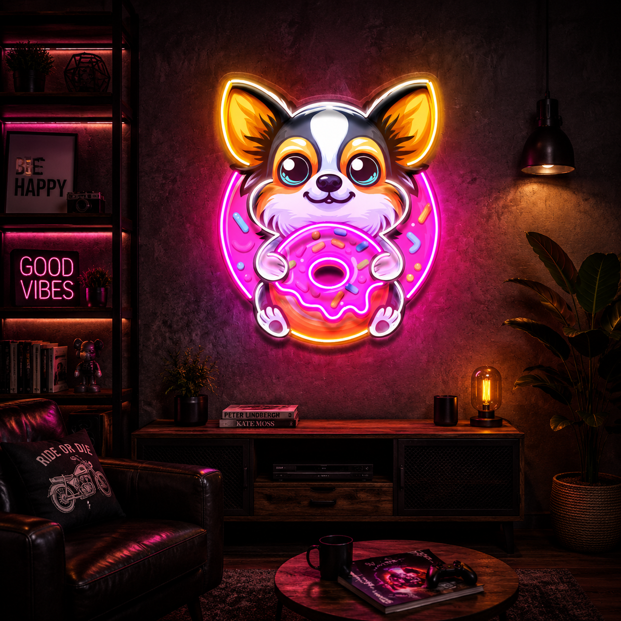 Chihuahua With Donut Neon Sign