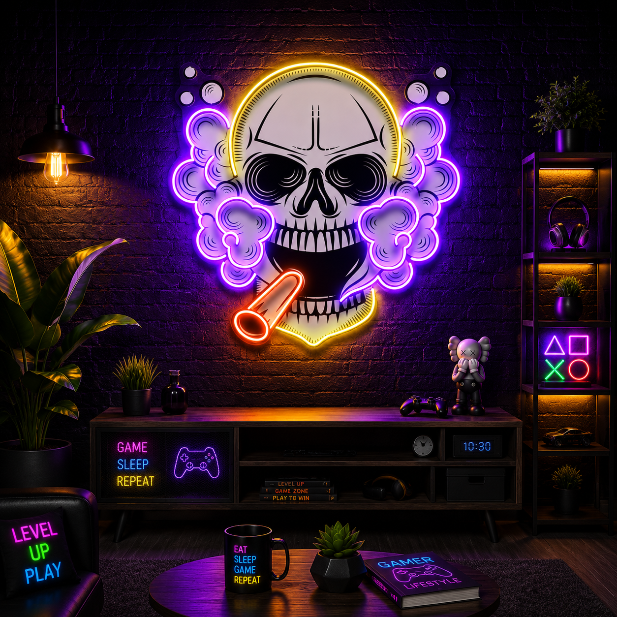 Cigarette and Skull LED Neon Sign