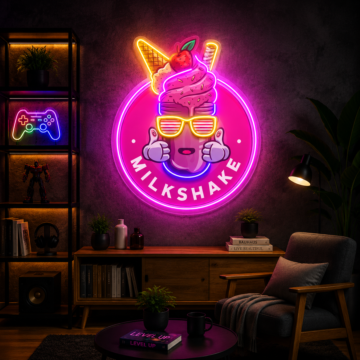 Cool Milkshake Logo Neon Wall Art (1)