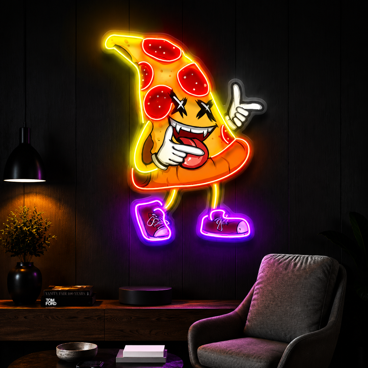 Cool Pizza Slice Neon Wall Art