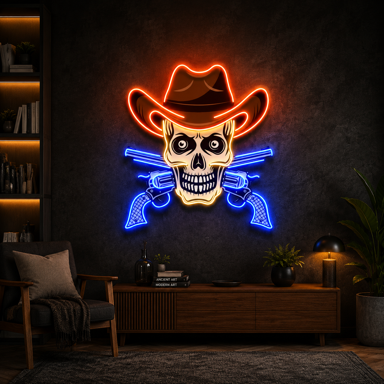 Cowboy Cross Gun Skull