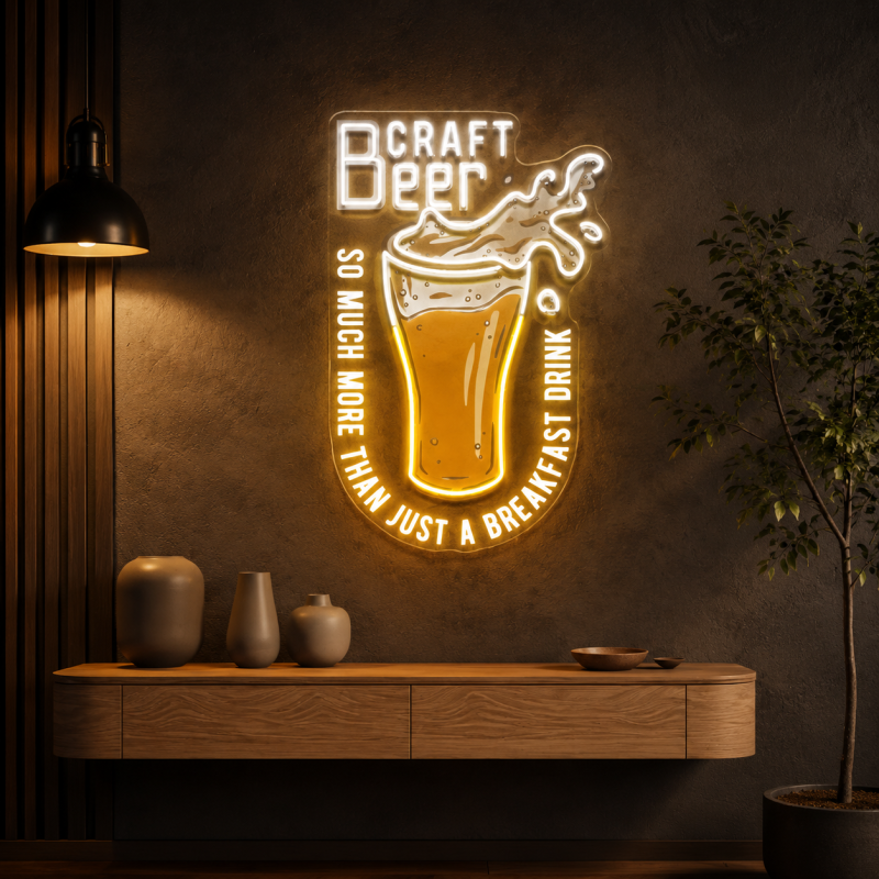 Craft Beer Breakfast Drink Neon Sign