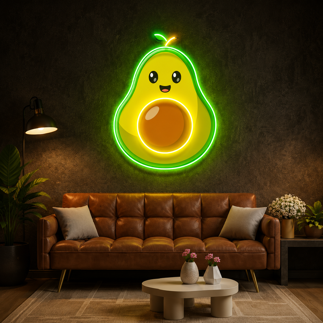 Cute Avocado UV Print Neon Wall Art
