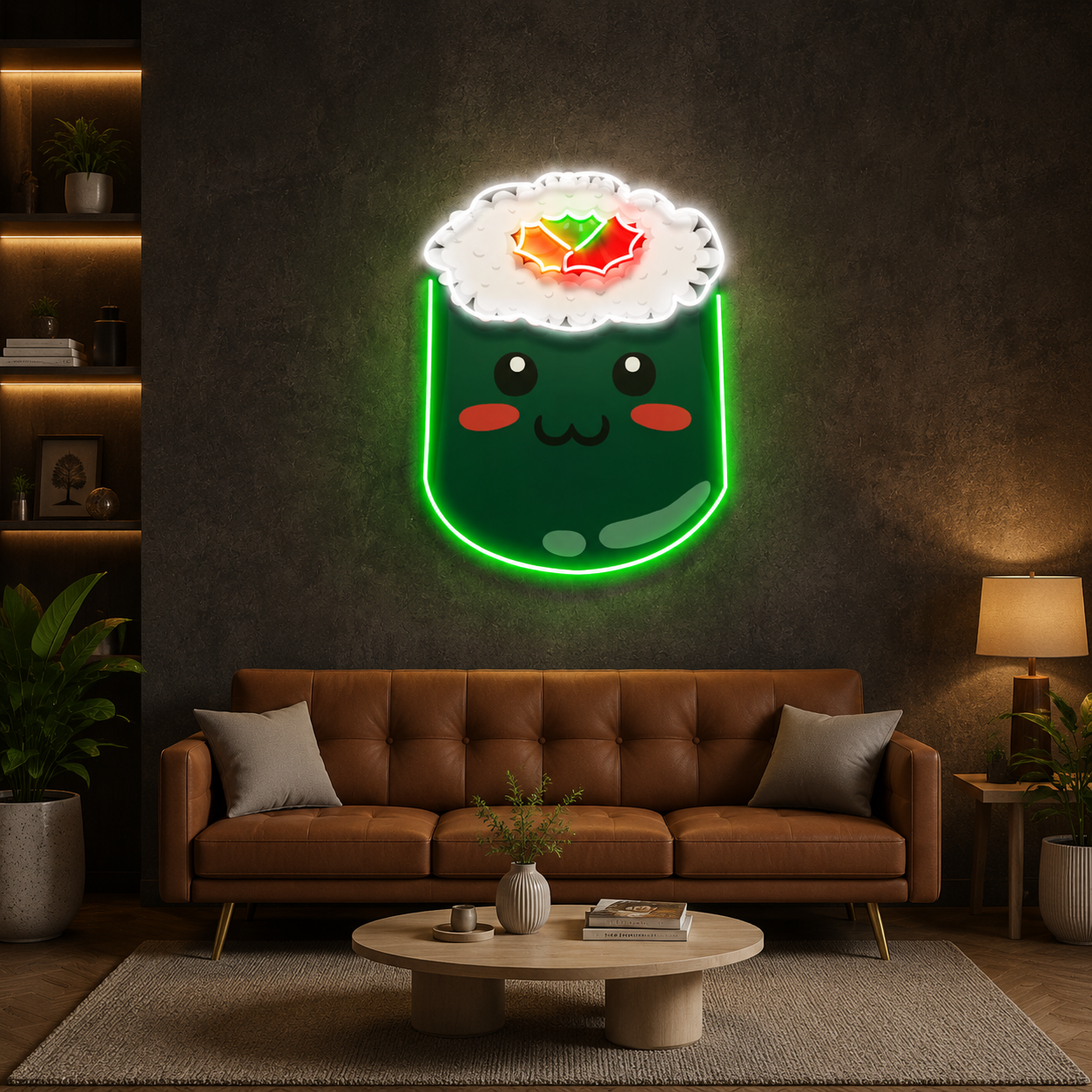 Cute Onigiri Cartoon Neon Wall Art