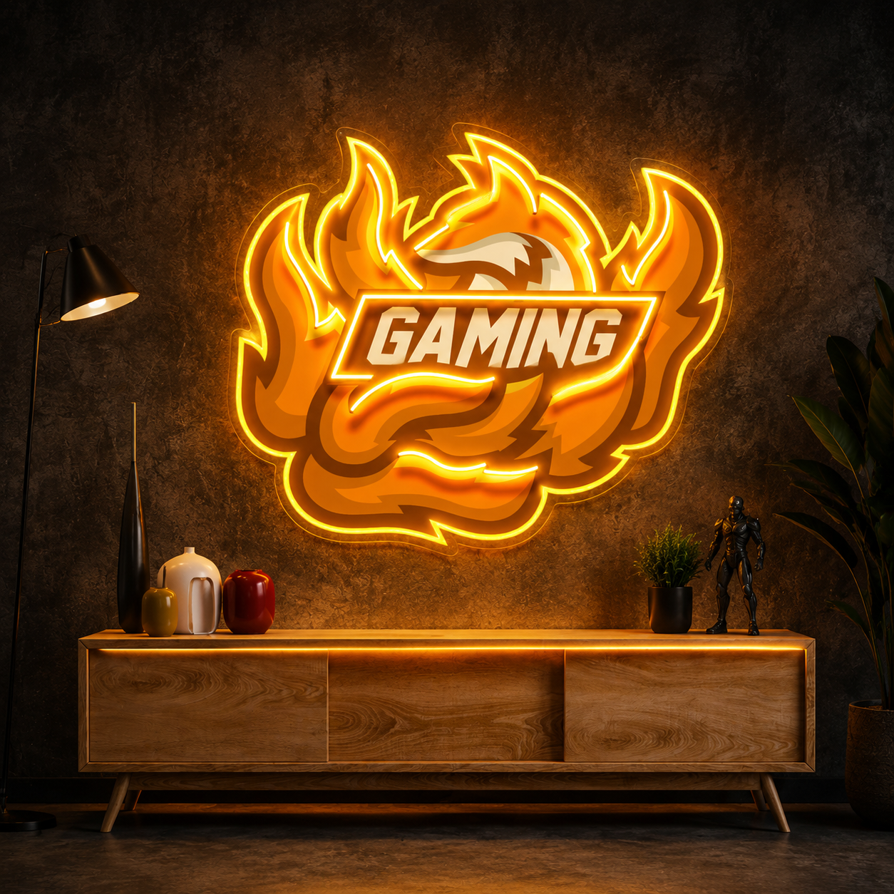 Fire Fox Gaming Logo Neon Sign