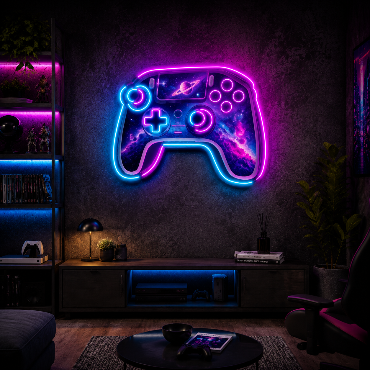 Galaxy Game Controller Neon Sign