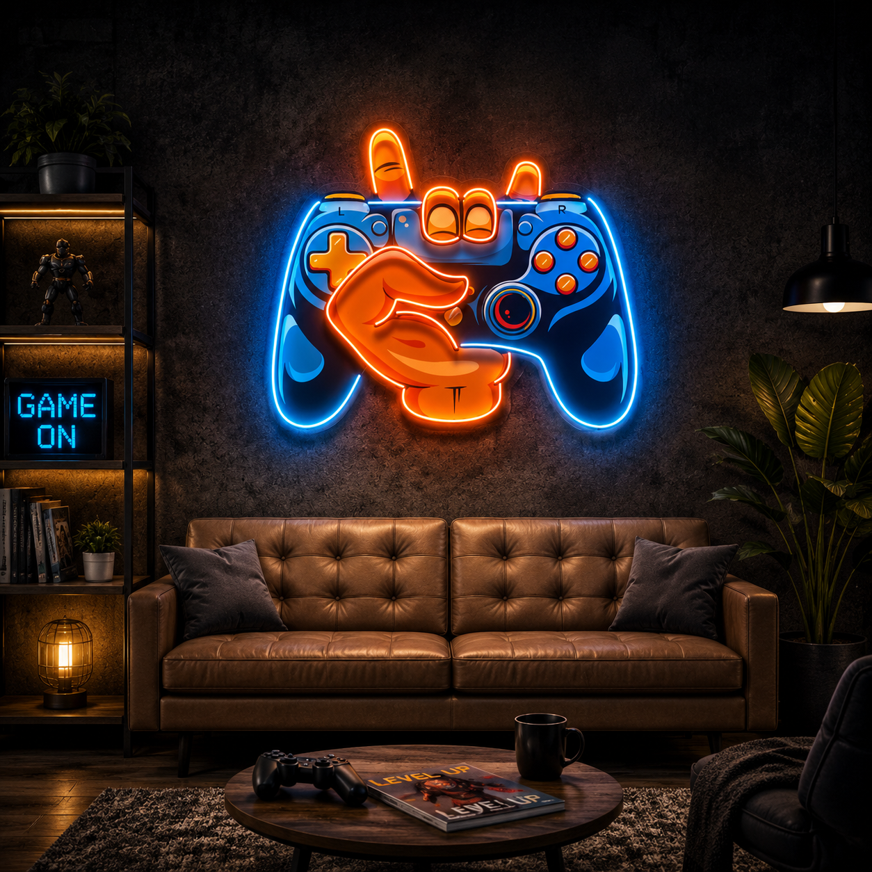 Hand Gesture Game Controller Neon Sign